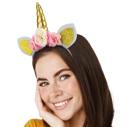 deigno Einhorn Haarreif Erwachsene Karneval und Fasching - Einhorn Kostüm Damen und Herren - Das Einhorn Kostüm ist für Erwachsene und Kinder geeignet - Perfekter Fasching Haarreif von deigno