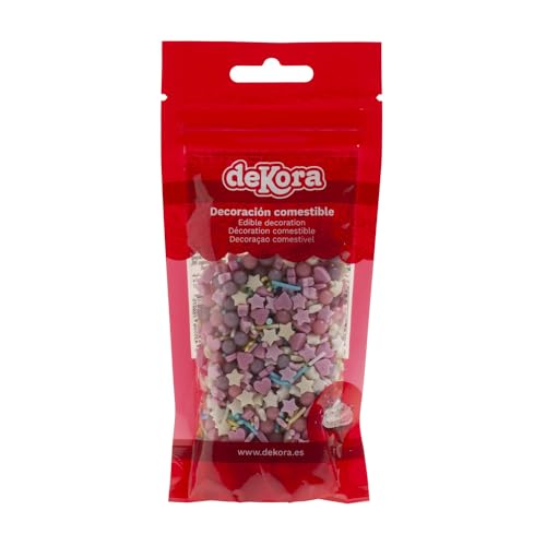 dekora Bunte Zucker Streusel zum Backen Herzen & Sterne 56g von dekora