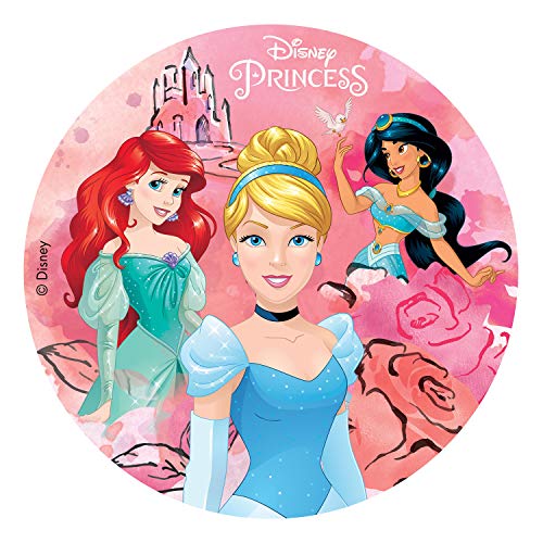 Dekora 236037 Disney Prinzessinnen Tortenaufleger aus zuckerfreiem Esspapier-20 cm, Rosa, 20 cm von dekora