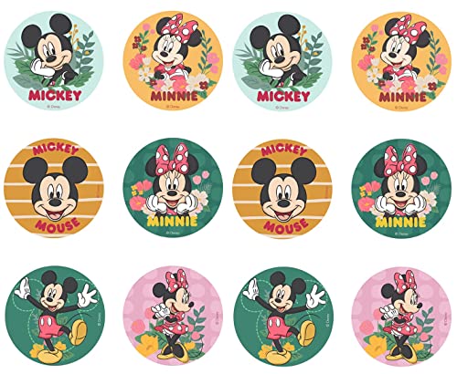 Dekora - Backdekoration Essbar | Mickey & Minnie Mouse Kleine Cupcake Toppers aus Esspapier - 6 Stück Bunt von dekora