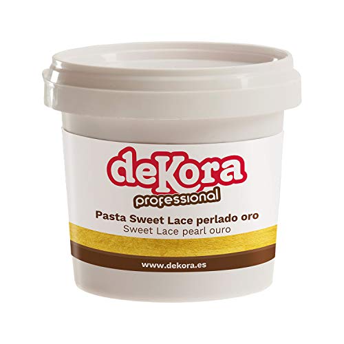 Dekora - Sweet Lace Spitzenbordüre Tortendeko Paste zum Modellieren - Perlgold - 200g von dekora