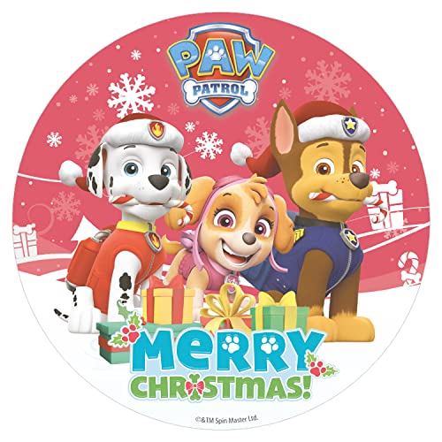 Dekora - Weihnachtsdeko Cake Topper Paw Patrol - Tortenaufleger Paw Patrol Merry Christmas - 20 cm von dekora