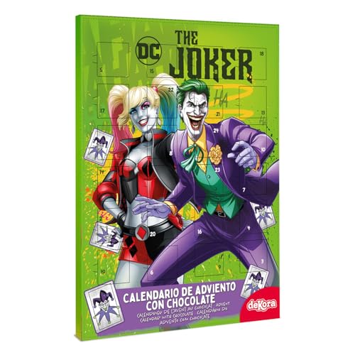 dekora - Joker und Harely Quinn Adventskalender - mit 24 Pralinen - insgesamt 50 g - Milchschokolade - natürliche Farbstoffe - Special Christmas - DC Comics von dekora