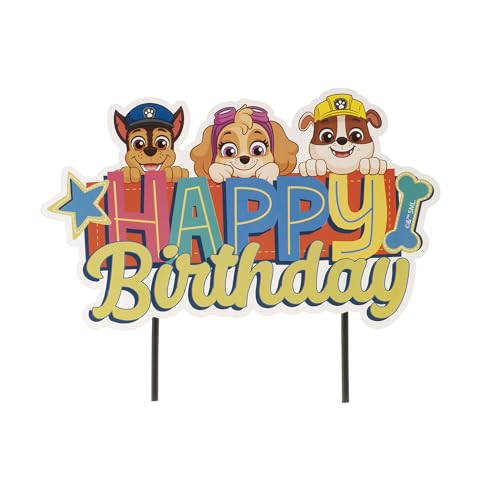 dekora - Kuchendeko Geburtstag | Happy Birthday Cake Topper Paw Patrol aus Papier - 17,5 x 15 cm von dekora