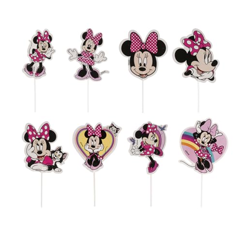 dekora - Set für Cupcakes und Muffin Deko Geburtstag - Minnie Maus Cupcake Topper aus Papier - 30 Stück in 6 verschiedenen Designs von dekora