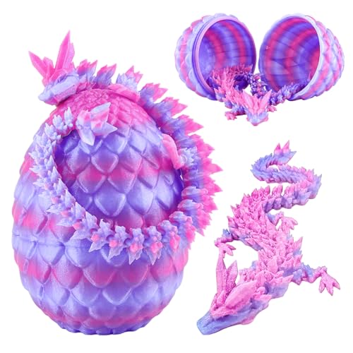 dellyy 3D Gedrucktes Drachenei Geheimnisvolle Drachen Spielzeug Realistische, Überraschung Easter Dracheneier,Drachen Figuren 3D Drache im Ei,Beweglicher Drache 3D Gedrucktes Drachenei (Lila) von dellyy