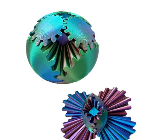 dellyy Gear Ball 3D gedrucktes, zahnrad Kugel, 3D gedrucktes Fidget Spielzeug, metallkugeln 3D Spielzeug, drehbare zahnradkugel, Stressreduzierendes Schreibtischspielzeug für Erwachsene und Kinder von dellyy