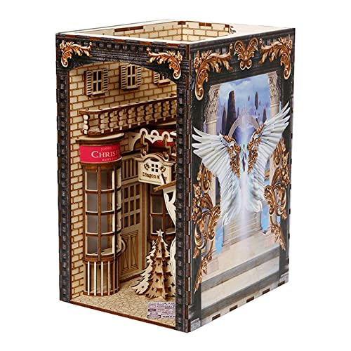 3D Holzpuzzle Buchstütze, Klassische 3D Holzpuzzle Booknopf, Dekorative Bücherregal einfügen Bücherständer Miniatur Puppenhaus Kit für Lesezimmer Studierzimmer Delr von delr