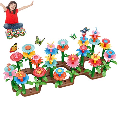 Baue eine Spielzeuggartenblume | ständig wechselnde Blumen-Bauspielzeug für Kinder | Blume Stapelspielzeug Vorschullehraktivität Kleinkind Mädchen Spielzeug Geburtstage und Weihnachtsgeschenke für von delr