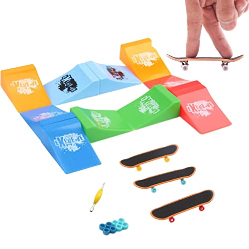 Finger Skateboard Ramp Set, Minifingerspielzeug Set, Fingerboard Skate Park Ramp Finger Skateboard Ultimate Park Set Ramps for Kids Geburtstagsgeschenk Delr von delr