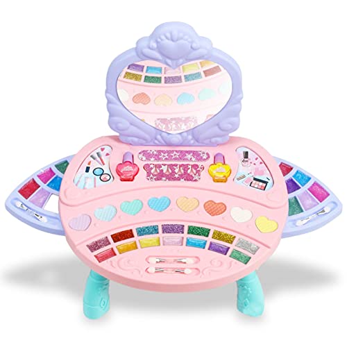 Kinder Make-up Set für Mädchen - Echtes Make-up Spielzeug für Mädchen Fantasy-Spiel Kosmetik Set | Ausklappbare Schminkpalette mit Spiegel Make-up Spielzeug Kosmetik Kit für Mädchen Delr von delr