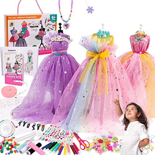 Kinder Nähset, 639-teiliges Nähset für Kinder - Nähset für Mädchen Mesh Material Craft Kit Abendkleid Projekte für Mädchen Spielzeug Tolles Geschenk Delr von delr