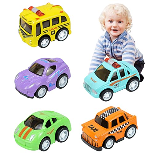 Kleine Rückzugautos - Verblassfest Spielzeugautos Kinderfahrzeuge Set,4 Stücke Mehrfarbige Goodie Bag Kleinigkeiten, Lehrer Schatz Preisbox Auto Spielzeug für Kleinkinder Delr von delr