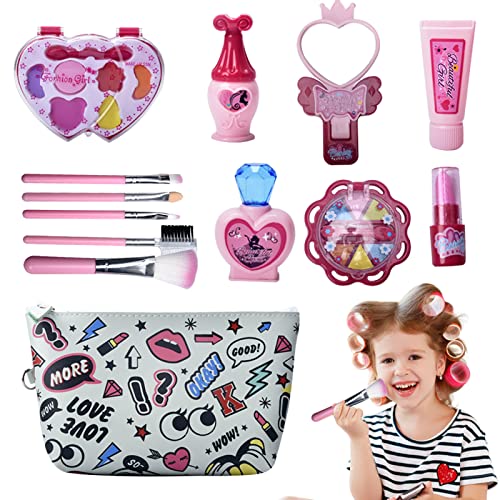 Kosmetikspielzeug für Kinder | Waschbares Schminkspielzeug mit Kostümkoffer - Vorgeben Make-up für Kleinkinder Spielhaus Lernen Make-up Spielzeug Make-up Beauty Set für Mädchen Delr von delr