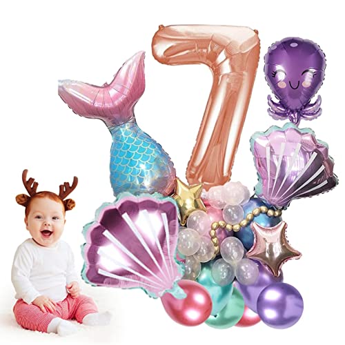 Mädchen Meerjungfrau Party Dekorationen,Dekorative Ballon Kit Meerjungfrau Kunstdekor | Luftballons für Partyatmosphäre für Babyparty, Urlaubsparty, Abschlussdekorationen Delr von delr