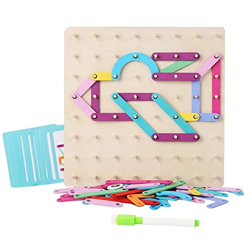 Nail Board Puzzle,Holz Buchstabe Nummer Konstruktion Puzzle | Pädagogische Stapelform Farbsortierer Pegboard Aktivitätsbrett Sortierspiel für Kinder Geschenk Vorschule Lernen MINT-Spielzeug Delr von delr