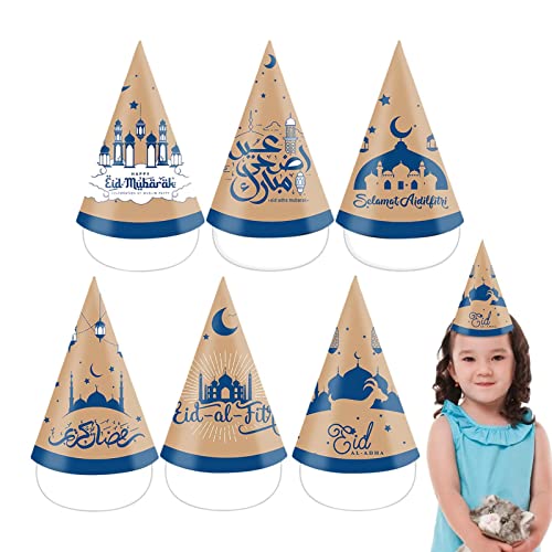 Party Kegel Hut - 6 Stück Kegel Eid Paper Caps für Menschen aus dem Nahen Osten - Lustige einfach zu bedienende Eid Art Craft Caps Glücklich für Kinder, Erwachsene, , Mädchen Delr von delr