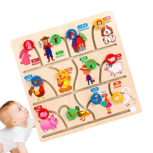 Puzzlebrett für Kinder, Holzpuzzle Magisches Gehirntraining Spielzeug mit Cartoon-Mustern, Reiseaktivitäten Brain Teasers Geschenk für Kinder spielen Delr von delr