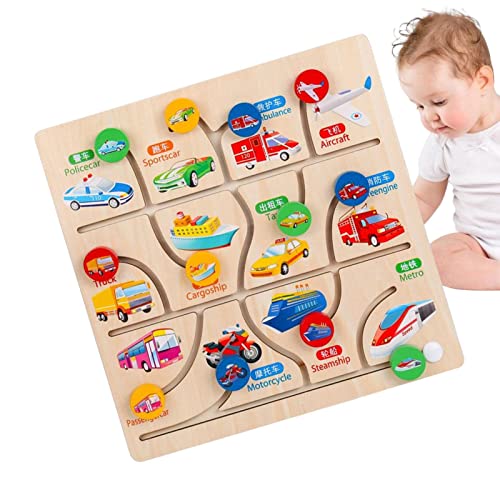 Puzzlebrett für Kinder | Wood Wander Maze Learning Toys mit Cartoon-Mustern - Lernspielzeug für Jungen Mädchen Delr von delr