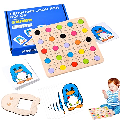 Schiebepuzzle - Pinguin Puzzles Holzspielzeug zum Sortieren von Farben - Vorschule Lernen Spielzeug Slide Puzzle Board Farbanpassung Holz Vorschule Lernspielzeug für Delr von delr