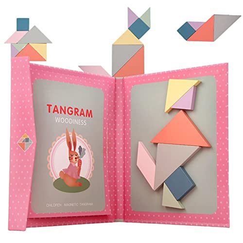 Tangram-Rätsel für Kinder | Hölzernes magnetisches Tangram-Puzzlebuch,Klassische magnetische Reisespiele Pädagogisches Spielzeuggeschenk Denksportaufgaben für Kinder Delr von delr