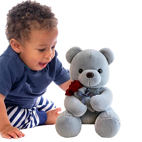 Teddybär für Valentinstag,10/16 Zoll Teddybär Kuscheltier mit Rose - Kuschelbärpuppe für Kinder Freundin Weihnachten Valentinstag Geschenke Schlafzimmer Dekor Delr von delr