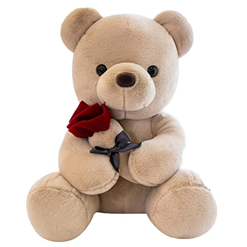 Teddybär zum Valentinstag - 10/16 Zoll Teddybär Kuscheltier mit Rose - Süße Bär weiche Plüschpuppe Geschenke für Freundin am Valentinstag, Geburtstag, Thanksgiving Delr von delr