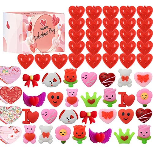 Valentinstag Squishy Toys,84-teiliges Set Valentinstag Partyartikel - Valentinstagsgeschenke Klasse Klassenzimmer Austausch Geschenke für Kinder Delr von delr