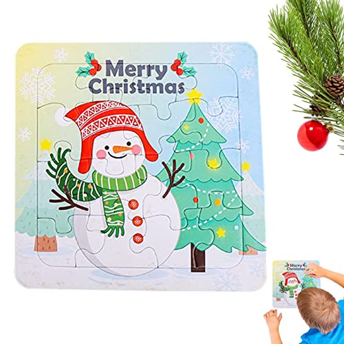 Weihnachts-Puzzle für Kinder | Weihnachts-Puzzles für Kinder und Erwachsene, Kleinkindpuzzles für Kleinkinder, Holzpuzzle für Weihnachten, Lernspielzeug Kindergarten Huiba von delr