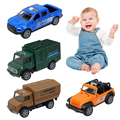 Ziehen Sie Spielzeugautos zurück - Die-Cast Rennwagen Fahrzeuge Bulk - 4 Stück Mehrfarbige Spielzeugautos für und Mädchen, Schatztruhe Spielzeug für Klassenzimmer Delr von delr