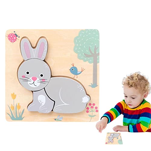 delr Baby-Puzzle aus Holz, niedliches Cartoon-Jigsaw für Kleinkinder – Vorschul-Puzzle für Kinder für Farbe und Form beim Spielen und Beobachten der Fähigkeiten von delr