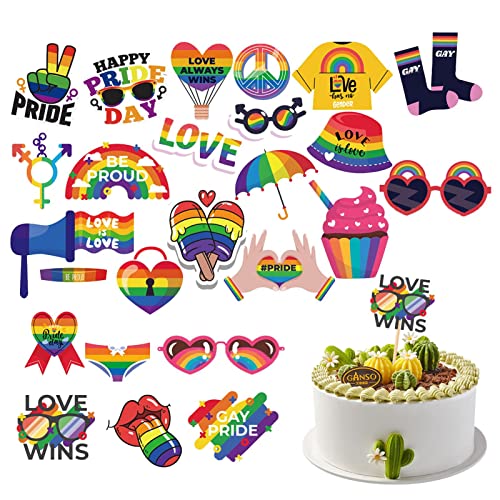 delr Partydekorationen, Gay Pride, 25 Stück, Fotografiedekorationen für LGBTQ Events | Pride Gay Cupcake Topper, dekoratives Zubehör für Zuhause, Bar, Cocktail, Obst, Essen von delr