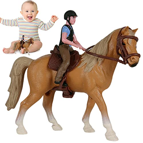 delr Pferd und Reiter aus Spielzeug | Spielzeug für gelbes Pferd, Modell eines Reiters, von Hand bemalte Cowboy-Actionfigur für die Tiersammlung von delr