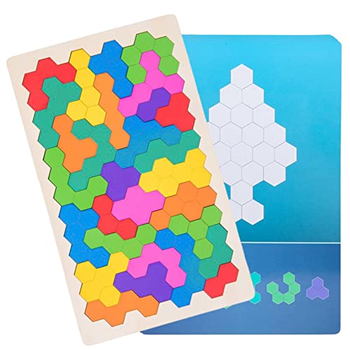 delr Puzzle Geometrie | Spielzeug mit buntem Motiv | Puzzle Hexagon Jigsaw Kindergarten Illumination Logisches Denken Training von delr