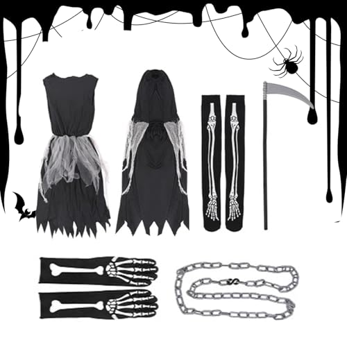 demaxiyad Halloween-Kostüm für Kinder, Set Umhang mit Kapuze, Halloween-Outfit | Zubehör, Cosplay-Kostüm, gruselig, für demaxiyad Halloween-Kostüm für Kinder, Set Umhang mit Kapuze, Halloween-Outfit | Zubehör, Cosplay-Kostüm, gruselig, für von demaxiyad