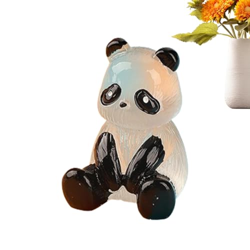 demaxiyad Leuchtende Mini-Pandas aus Kunstharz, niedliche Miniaturtiere, Landschaftsdekoration | Tragbare Tierfiguren,Panda-Figuren aus Kunstharz, Pandas für Feengarten, Landschaft, Blumentöpfe und von demaxiyad