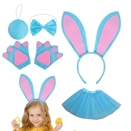 demaxiyad Osterhasen-Kostüm-Set, Hasenkostüm für bunte Ohren, Band Ties Bow Ties Tail | Süßes -Cosplay-Set, Partyzubehör für Halloween demaxiyad Osterhasen-Kostüm-Set, Hasenkostüm für bunte Ohren, Band Ties Bow Ties Tail | Süßes -Cosplay-Set, Partyzubehör für Halloween von demaxiyad