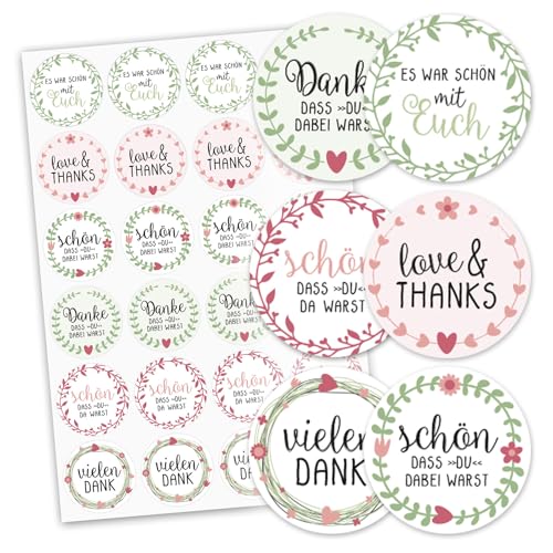 #detailverliebt 24 Sticker Schön, DASS du da warst I Ø 4cm I DIN A4 Bogen I Hochzeits-Sticker Geschenk-Aufkleber Pastell-Farben von #detailverliebt