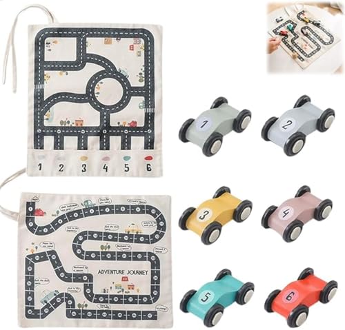 Canvas Car Toy Set - Holzspielzeug Mit Canvas Car Adventure Travel Game Road Map - Eltern-Kind-Interaktion Motorik-Spielzeugspiel, Fine Motor Skills Game, Lustiges Road Trip -Spiel Für Camping von dewdat