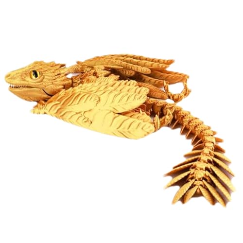 Gefiederter Wyvern-Drache, 3D-Gedruckter Drache, Beweglicher Drache, Fidget-Drache, Fliegender Drache Mit Mehreren Gelenkbewegungen Und Federdetails | Desktop-Haustier von dewdat