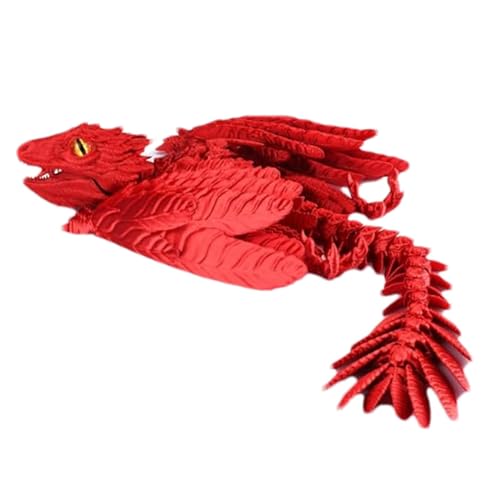 Gefiederter Wyvern-Drache, 3D-Gedruckter Drache, Beweglicher Drache, Fidget-Drache, Fliegender Drache Mit Mehreren Gelenkbewegungen Und Federdetails | Desktop-Haustier von dewdat