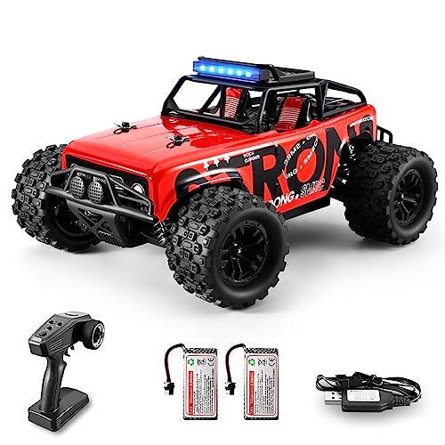 dexinco Ferngesteuertes Auto, RC Auto 4WD, 1/18 Maßstab, 2,4 GHz, 40 km/h Rennwagen Wasserdicht Offroad Monster RC Truck mit 2 Akku 60 Minuten Laufzeit Spielzeug Car -1813 Rot von dexinco