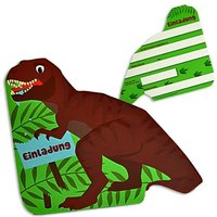 Einladungskarten in T-Rex-Form, 6er Pack, mit Textfeldern 16 × 12 cm von dh-konzept