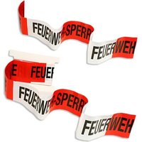 Feuerwehr Absperrband rot-weiß, Aufdruck "Feuerwehr Sperrzone", Folie,10m von dh-konzept