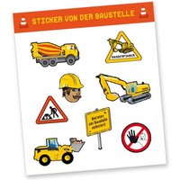 Stickerbogen "Baustelle" mit 8 Stickern, Gastgeschenke zum Kindergeburtstag von dh-konzept