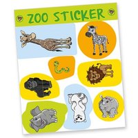 Stickerbogen "Zoo", 8 Sticker Giraffe, Zebra, Löwe, Eisbär, Elefant etc. von dh-konzept