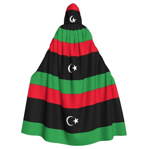 dhgkirpe Kapuzenumhang mit libyscher Flagge, Uni, Erwachsene, Halloween, Umhang mit Kapuze, für festliche Maskeraden von dhgkirpe