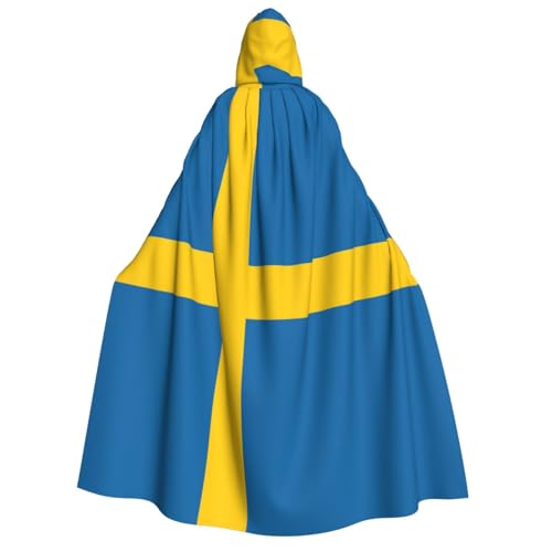 dhgkirpe Kapuzenumhang mit schwedischer Flagge, für Halloween, Cosplay, Karneval, Partys und Maskerade-Events von dhgkirpe