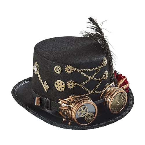 Steampunk-Hut, Steampunk-Hut, Retro-Kostüm, Cosplay, Zylinder mit abnehmbarer Brille, Vintage-Steampunk-Hut, Zeitreisende-Kostüm, Herren, Steampunk-Kostüm, Zubehör für Erwachsene, Männer, Frauen von diess