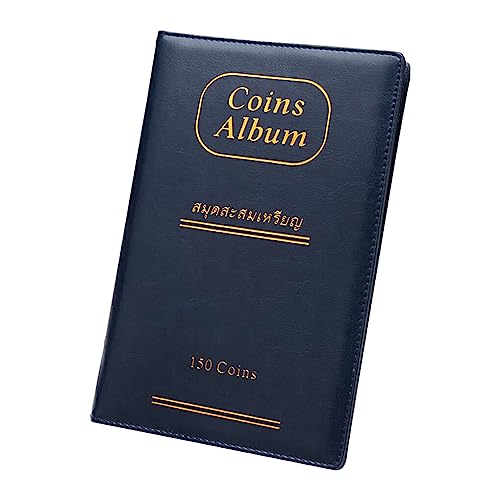 dijiusidy 150 Taschen Münzsammlungsbuch mit großem Fassungsvermögen, Alter russischer feuchtigkeitsfester Halter, wasserdichte Briefmarken Albumanzeige, Blau von dijiusidy